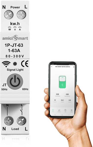 amiciSmart WiFi Energy Meter with Timer Switch Real-Time Power Monitoring Mobile App Smart Switch