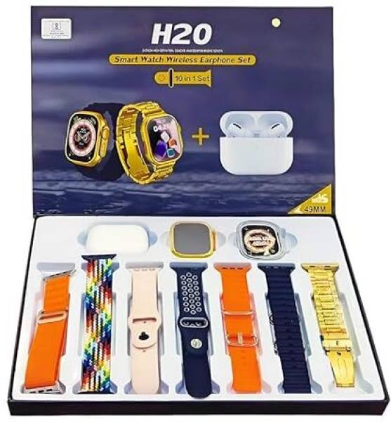 NIKHILX H20 Ultra Bluetooth calling, Phone Book,Music Control,Voice assis. with 1 - TWS Smart Watch Strap