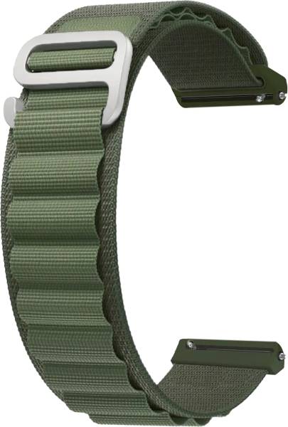 ACM Watch Strap Nylon Hook for Ambrane Wise Eon Max Smartwatch Belt Green Smart Watch Strap