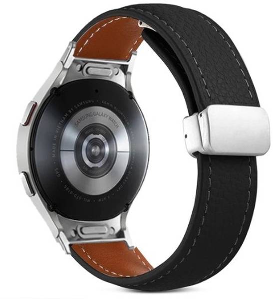 Zapper ZERO GAP Push Button Leather Magnetic D-Buckle Strap for All Samsung Watch 4/5/6 20mm 40/41/42/44/45/46/47 mm Smart Watch Strap
