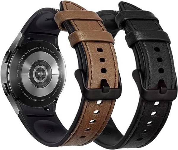 SwapME No Gaps Band Compatible with Samsung Galaxy Watch 6/5/ 4 40mm 44mm, Genuine Leather with Silicone Replacement Bracelet Bands Strap for Galaxy W...