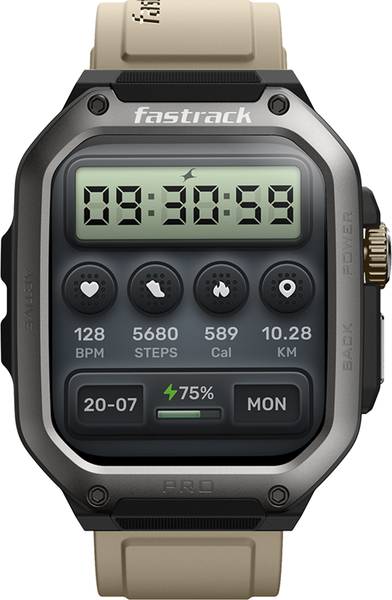 Fastrack Active Pro 1.85" AMOLED Display&AOD(390x450),Functional Crown,BT Calling Rugged Smartwatch