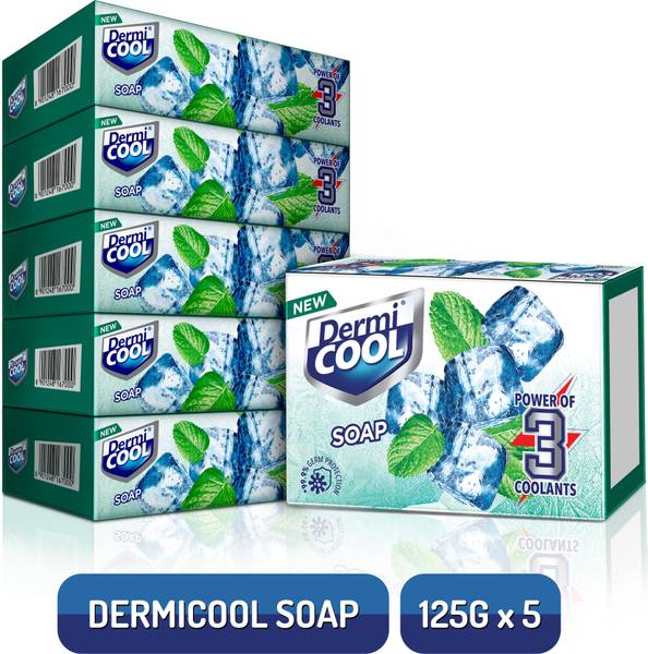 Dermicool Soap With The Power Of 3 Coolants | 125 GM Each | Pack of 5