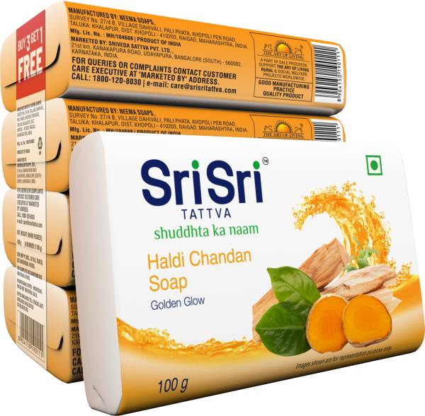 Sri Sri Tattva Haldi Chandan Soap | For A Golden Glow | Buy 3 Get 1 Free | 100 g Each