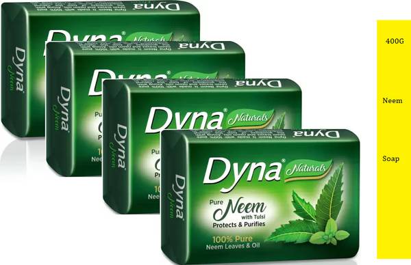 Dyna Naturals Neem & Tulsi Grade 1 - 76% TFM Ayurvedic Bathing Soap (100gm x 4)