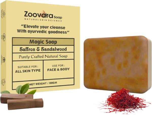 zoovara Magic Soap Sandal Wood And Saffron Soap For Glowing & Refreshing Skin