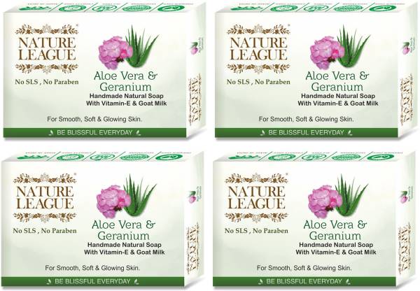 Nature League ALOE VERA & GERANIUM,Natural,Skin Moisturising,Nourishing Soap,No SLS & Paraben