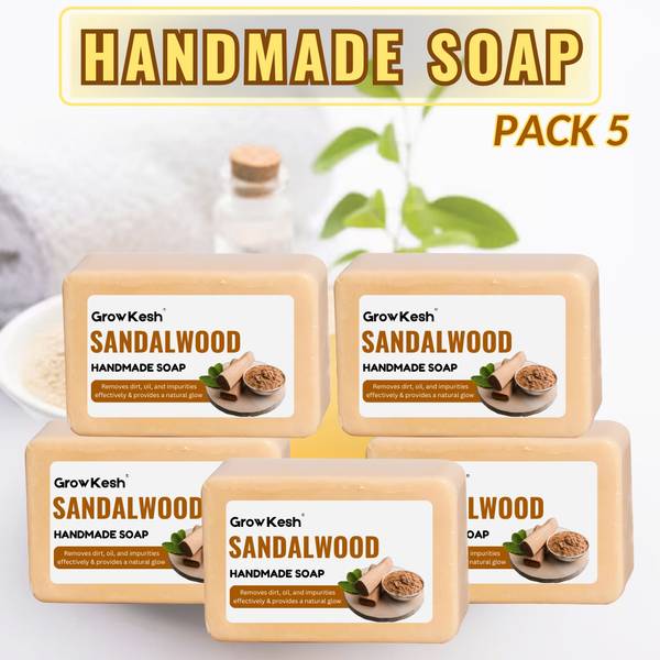 Growkesh Skin-Soothing Sandalwood soap | Moisturizing Soap for Daily Use | Bathing Soap