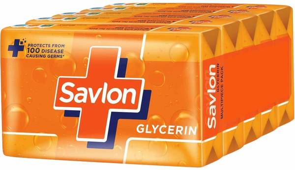 Savlon Moisturizing Glycerin Soap Bar With Germ Protection, Pack Of 5-125G Each