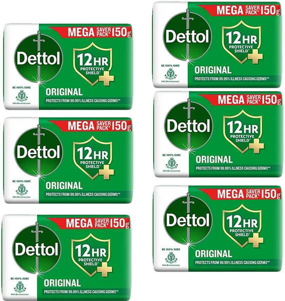 Dettol Original Bar Soap For Protect of Gems & Soft Smooth Skin Pack of - 150g x 6