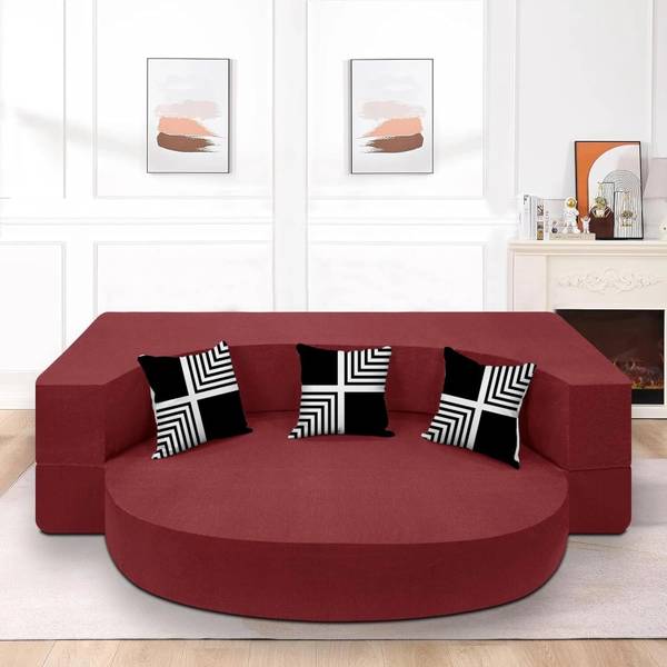 Flipkart Perfect Homes Sleeper Round Sofa futon Couch 3 Seater Double Foam Fold Out Sofa Cum Bed