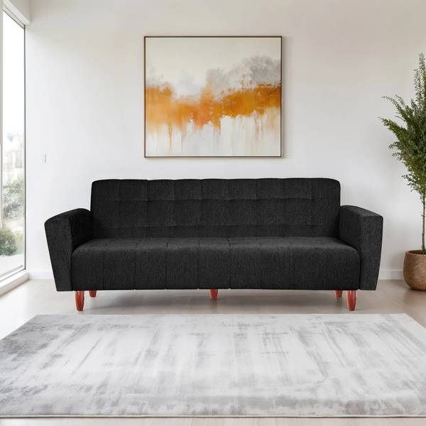 Seventh Heaven Lisbon 3 Seater Wooden Sofa cum Bed, Chenille Molfino Fabric 72x44x16 3 Seater Double Solid Wood Pull Out Sofa Cum Bed