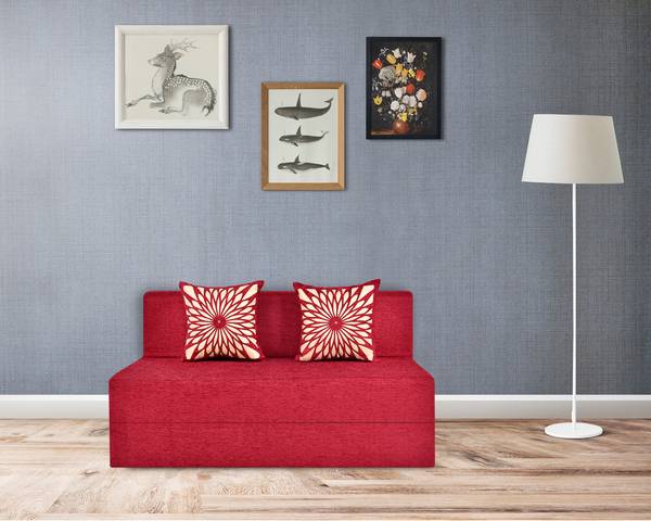 Friends Fit Life 4X6 Comfort for All Sofa Cum Bed for 2 Person with 2 Multi Flower Cushions 2 Seater Double Fold Out Sofa Cum Bed