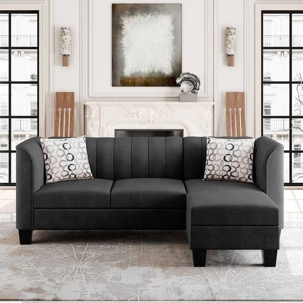 Groovecraft Zion Convertible Sectional Sofa L Shaped Sofa with Ottoman for Living Room Fabric 4 Seater Sofa