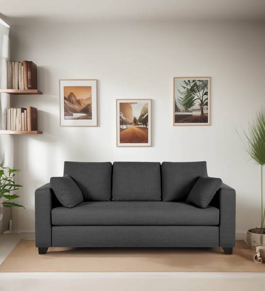 Mintwud from Pepperfry BIngo Fabric 3 Seater Sofa In Grey Colour Fabric 3 Seater Sofa