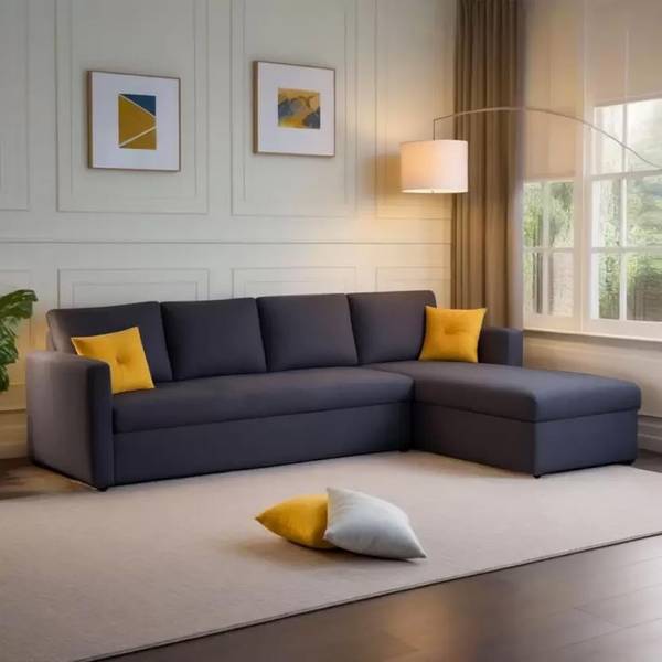 THE CEATSPOT Premium Quality RHS L Shape Sofa For Living Room, Bedroom, And Office Velvet Fabric 6 Seater Sofa