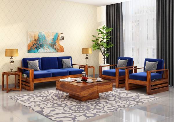 Wopno Furniture Pure Sheesham Wooden 5 Seater Sofa Set for Living