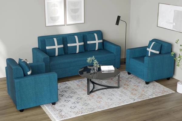 Allie Wood Fabric 3 + 1 + 1 Sofa Set