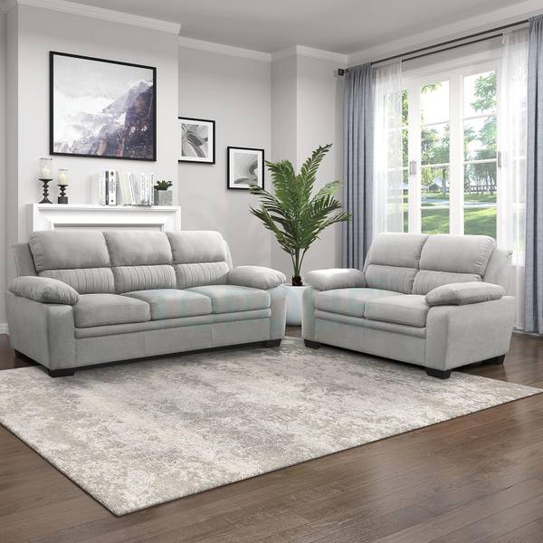Torque Jett 5 Seater Sofa Fabric Sofa For Living Room (3+2 Seater, Light Grey)| Fabric 3 + 2 Sofa Set