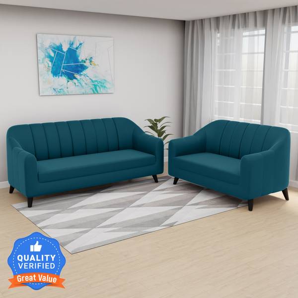 CARLTON LONDON Lukas Velvet Fabric 3+2 Seater Sofa Set Fabric 3 + 2 Sofa Set