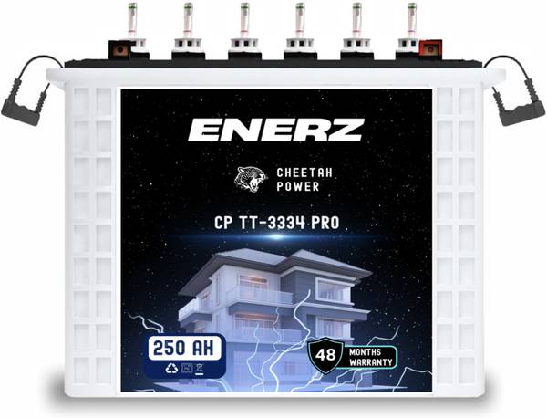 EnerZ 250 AH CP TT-3334 PRO | 4-Years Warranty | Tall Tubular Dual Power Inverter and Flooded Solar Battery