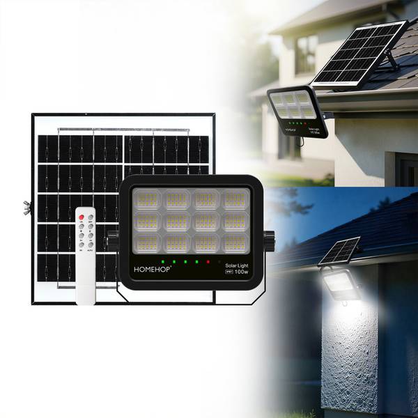 Homehop 100W Solar LED Flood Lights Outdoor Waterproof Wall Lamp for Home Garden Solar Light Set