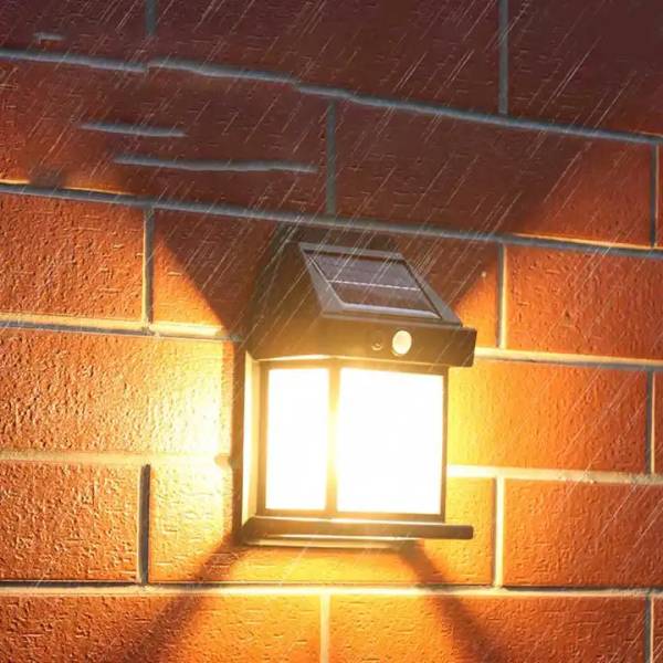 KAVANA Solar Wall Blub Lights Outdoor 3 Modes Motion Sensor Waterproof Clear Panel Solar Light Set