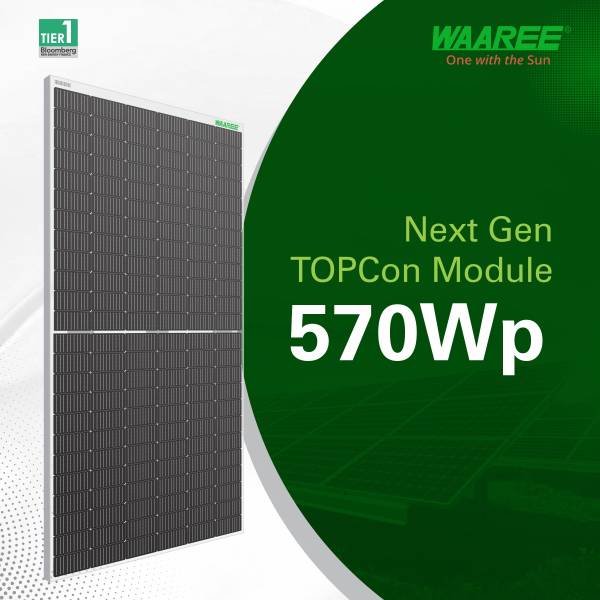 WAAREE Solar Panel II 570Watt II TOPCON Bi-facial 144 Cell (Pack of 1 ...