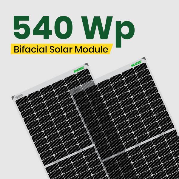 Waaree Solar Panel Bifacial 540 Watt (Pack of 2) 24Volts 144 Cells Dual ...