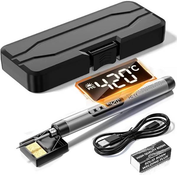 SERPLEX LCD Soldering Iron Kit with Carry Case Rechargeable Pen 50 W Temperature Controlled
