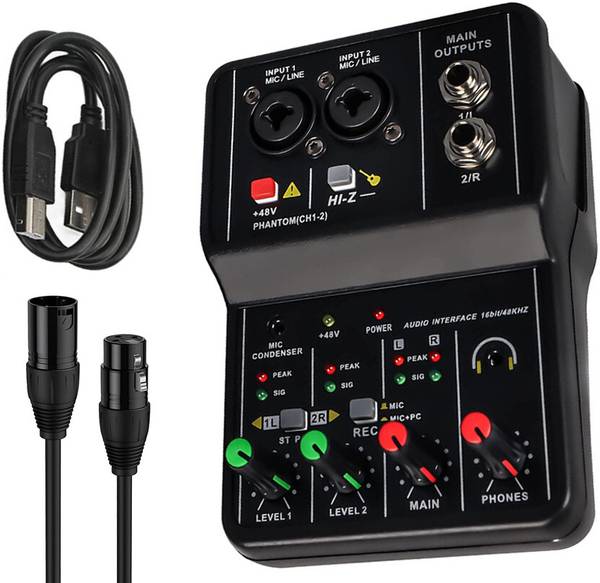 Urban Infotech Q12 2 Channel Sound Mixer Mini Mono Usb Audio Interface for Recording Studio Powered Sound Mixer