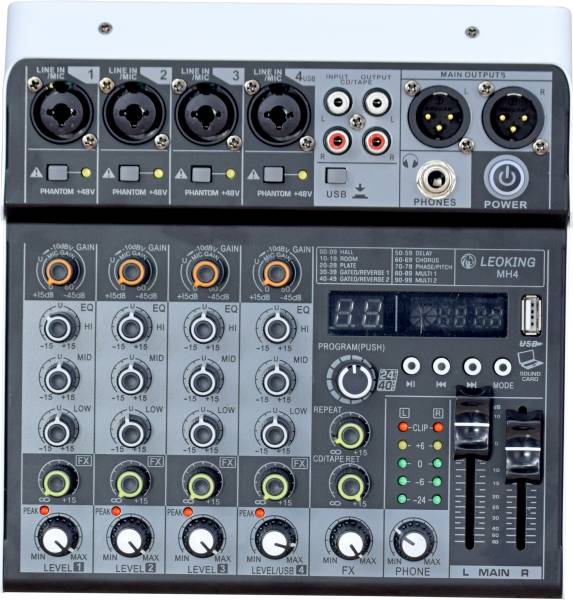 KH Portable Digital DJ Console w/USB 4 Channel Mixer Digital Sound Mixer