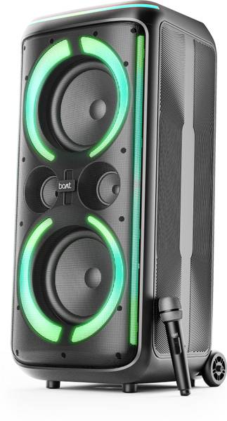 boAt PartyPal 500, 200W Party Speaker,Karaoke Auto-Tuner,UHF Mic,RGB LEDs,App Support 220 W Bluetooth Tower Speaker (Raven Black, Mono Channel) - Image 1