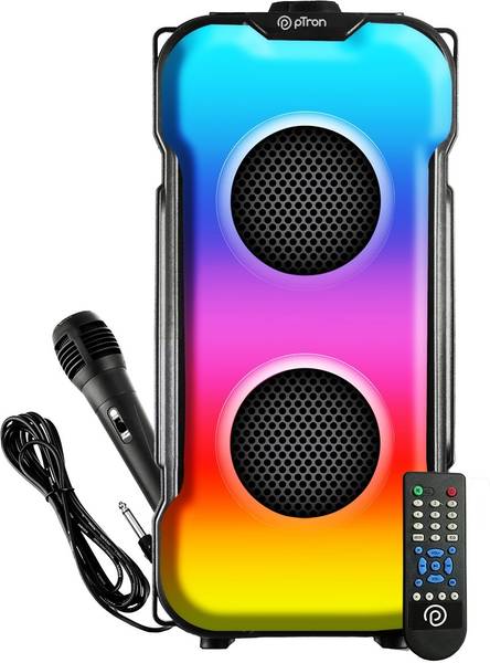 PTron Fusion Party w/ 40W Pristine Sound, Karaoke Wired Mic,6Hrs Playtime,RGB Lights, 40 W Bluetooth Party Speaker