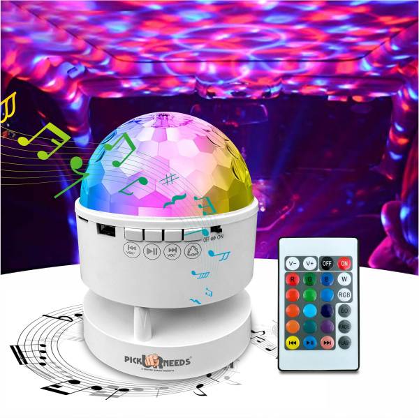 Pick Ur Needs LED Crystal Disco Night 7 RGB Light Music Player Projector Bluetooth Speaker Disco Ball Set