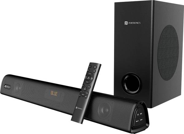 Portronics Pure Sound 106 120W Soundbar with Wired Subwoofer,2.1 Channel,HD Sound,BT5.3v 120 W Bluetooth Soundbar