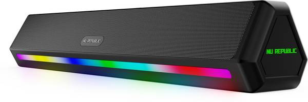 Nu Republic PartyBox 240 With 16 Hrs Playtime, Dual 52mm Dynamic Driver, Multi RGB LED Light 24 W Bluetooth Soundbar