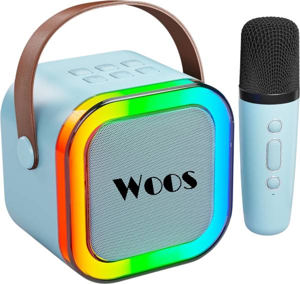 WOOS Dynamic RGB Lights, Wireless Microphone, AUX USB TF Input Karaoke Speaker 7 W Bluetooth Wireless Portable Speaker with Mic & TWS Feature