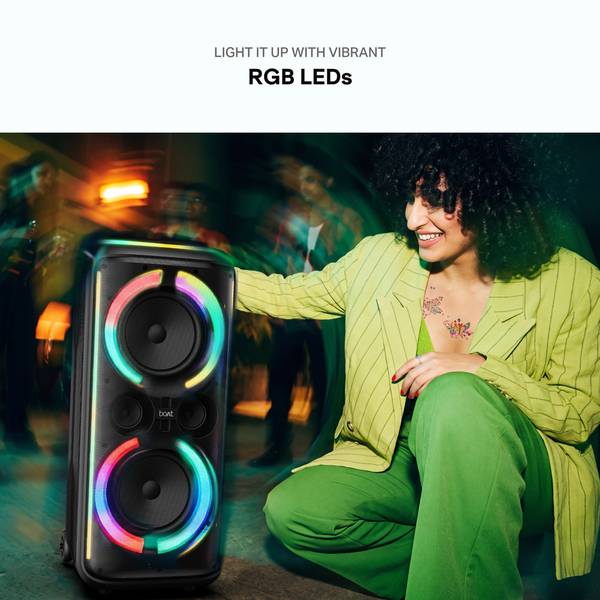 boAt PartyPal 500, 200W Party Speaker,Karaoke Auto-Tuner,UHF Mic,RGB LEDs,App Support 220 W Bluetooth Tower Speaker (Raven Black, Mono Channel) - Image 7