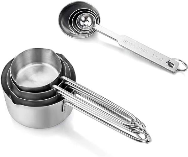 upalabdh 8 PCs Stainless Steel Measuring Cup and Spoon Set Combo for Dry or Liquid Kitchen Gadgets for Cooking & Baking Cakes Measuring Cup Set Combo ...