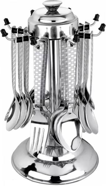 BLLUEX 25 pc Cutlery set for dining table, spoons set combo with stand Stainless Steel Coffee Spoon, Tea Spoon, Table Spoon, Sugar Spoon, Ice Tea Spoo...