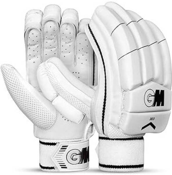 GM 303 Cricket Batting Gloves for Youth Right Handed | Free Cover | White/Black Batting Gloves