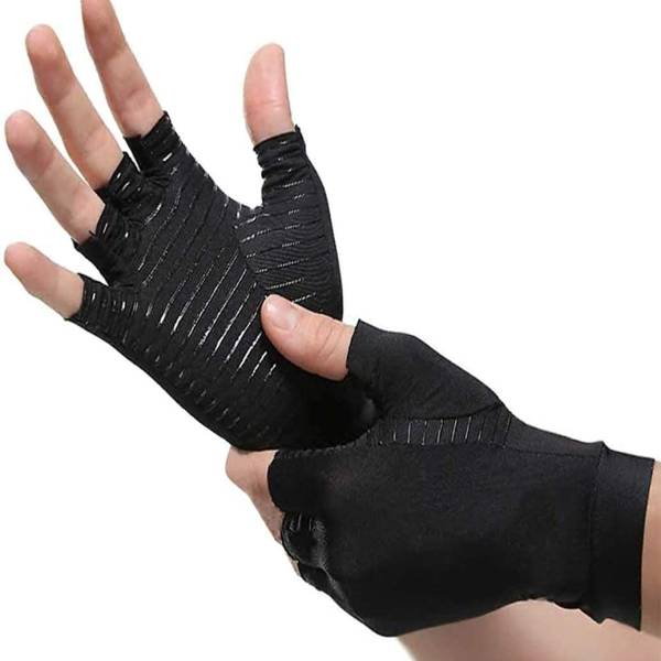 MOMISY Copper infused Arthritis Gloves Hand Compression Gloves-Black-Large Gym & Fitness Gloves