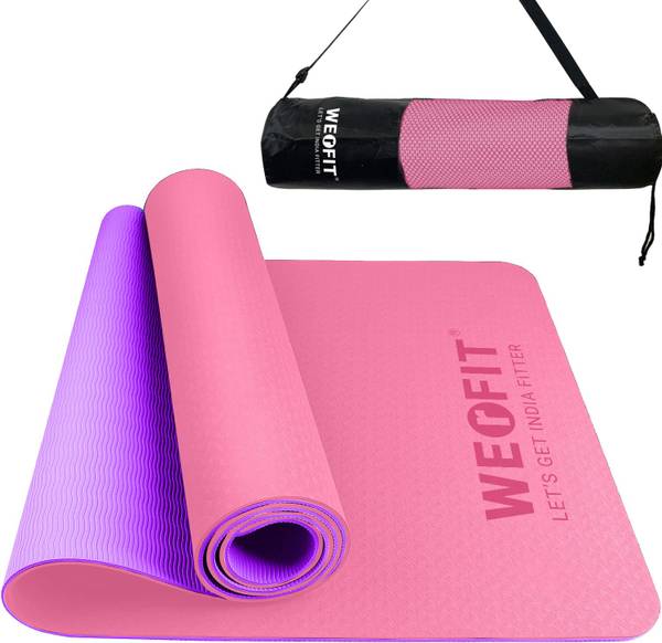 WErFIT TPE Yoga Mat for Gym Workout & Floor Exercise for Men Women with bag 10mm 2.5ft Pink 10 mm Yoga Mat