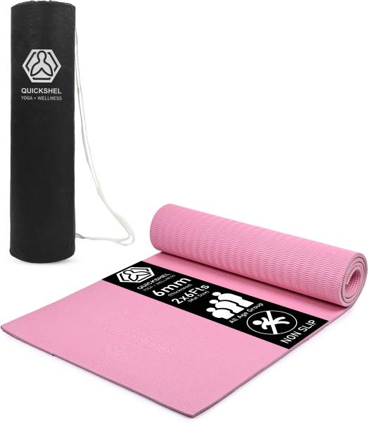 Quick Shel 8mm 100% EVA Eco Friendly Mat BLUE 8mm Yoga, Exercise & Gym Mat With Bag Pink 8 mm Yoga Mat