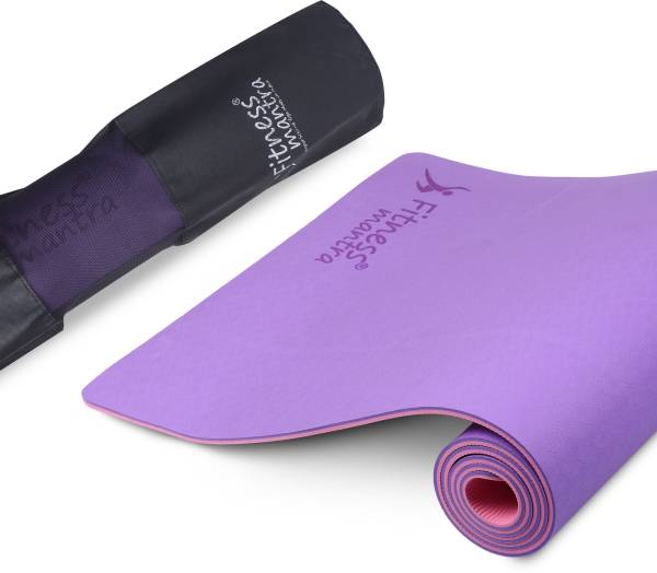 Fitness Mantra Premium TPE Dual Color Anti-Slip Yoga Mat with Cover Bag| Purple + Pink| 6 mm Yoga Mat