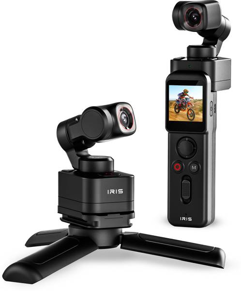 IZI IRIS Pocket 4K Camera IRIS Pocket 4K Vlogging Camera, Dual AMOLED, 3 Axis Gimbal, AI, 160min Battery Sports and Action Camera
