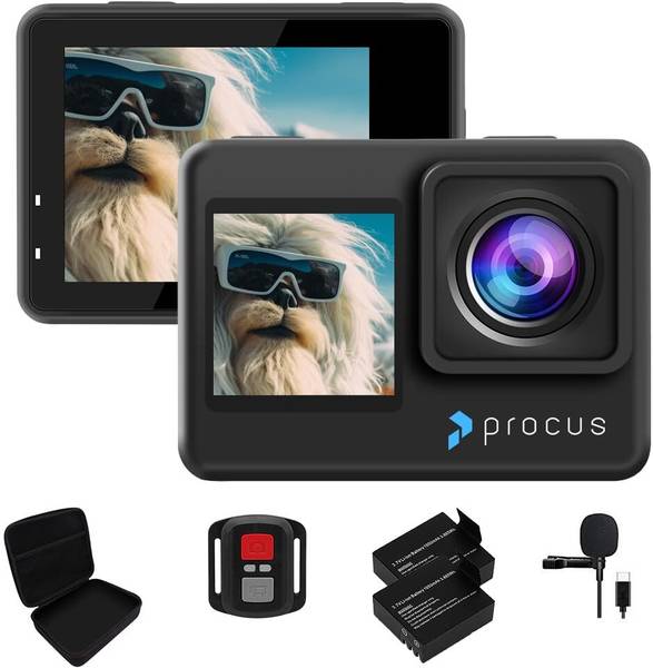PROCUS YETI 5K 30fps, 48MP Action Camera | Dual Touch Screen 6-Axis Gyro Stabilization I 24+ Accessories Sports and Action Camera