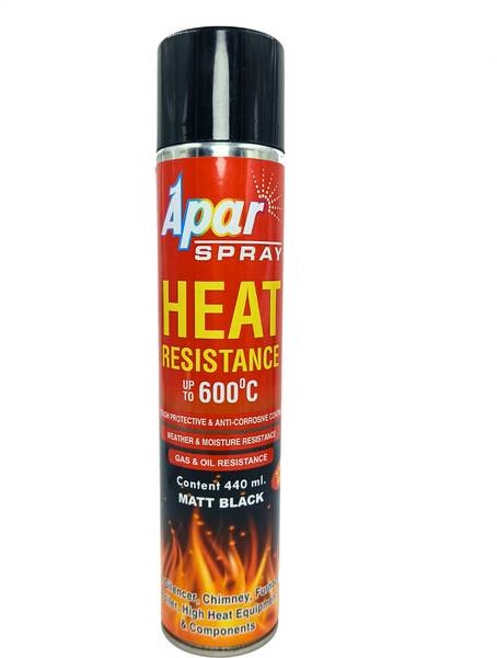 apar Heat Resistance Spray Paint Matt Black(upto 600C)-440ml for boiler Black Spray Paint 440 ml