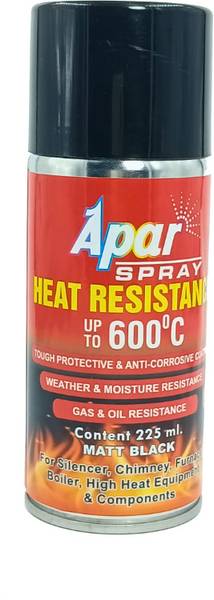 apar Heat Resistant Spray Paint Can MATT BLACK (upto 600C)- 225 ml (Pack of 1), For High Heat Surface Like silencer, boiler,chimneys Spray Paint 225 m...
